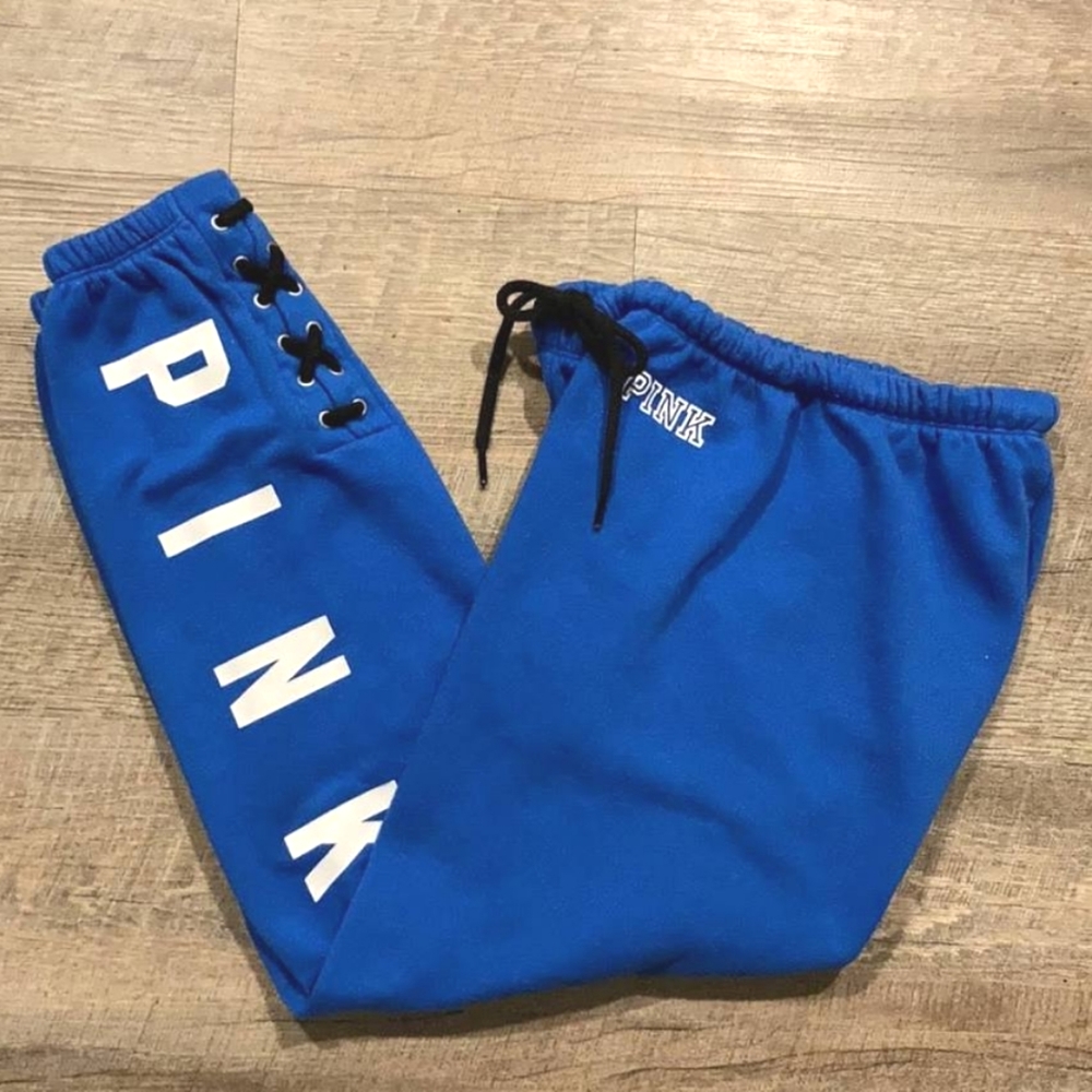 Pink victoria secret lace up sweatpants